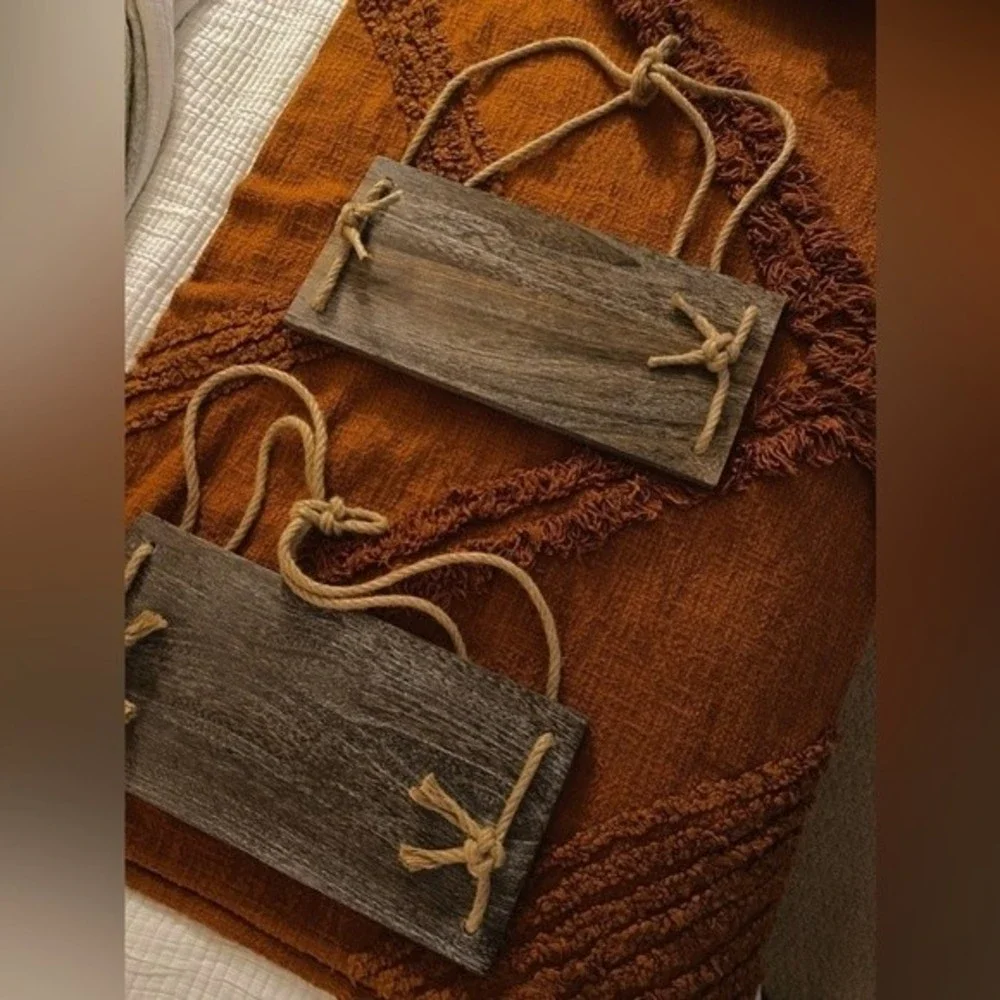Boho Rustic Wall Hanging Wood Floating Shelves, Set of 2